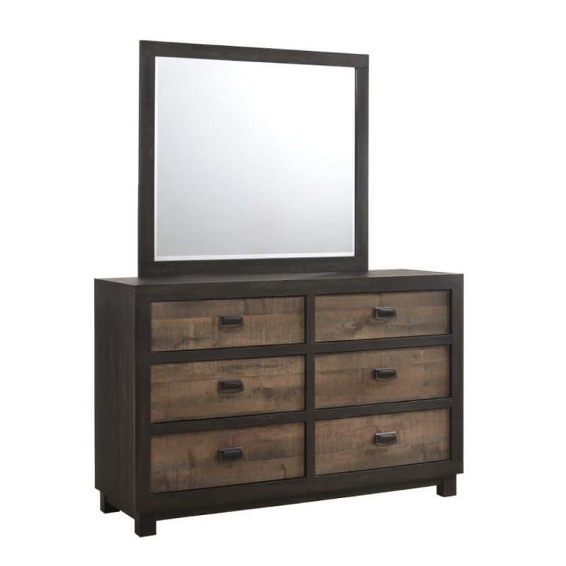 Picket House Furnishings - Harrison 6 Drawer Dresser With Mirror Set in Walnut - HG100DRMR