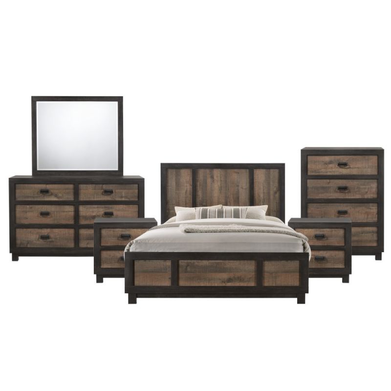 Picket House Furnishings - Harrison Queen Panel 6Pc Bedroom Set in Walnut - HG100QB6PC