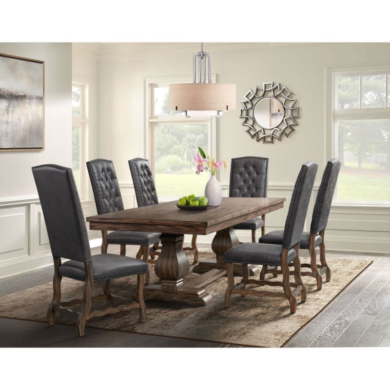 Picket House Furnishings - Hayward 7PC Tufted Tall Back Dining Set in Walnut - DGC500CL7PC