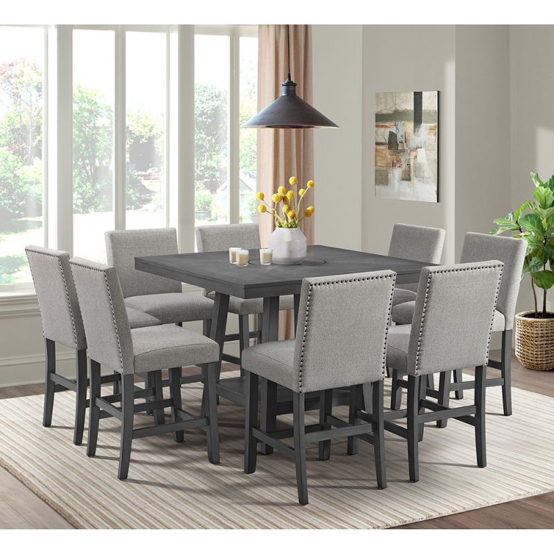 Picket House Furnishings - Hester 9PC Counter Height Dining Set in Grey-Table and Eight Chairs - D-7670-3-9PC