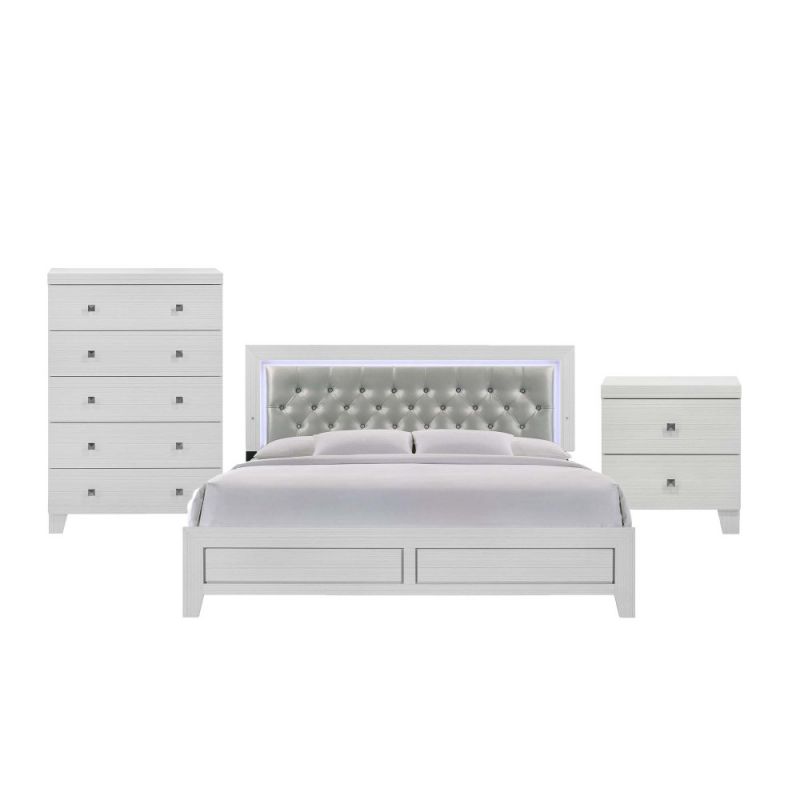 Picket House Furnishings - Icon King Panel 3PC Bedroom Set in White - B.1090.KB3PC