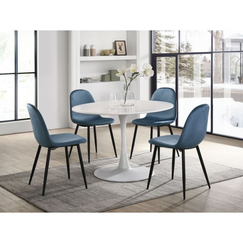 Picket House Furnishings - Isla 5PC Dining Set-Table & Four Navy Blue Velvet Chairs - D-8870-SCNBE-5PC