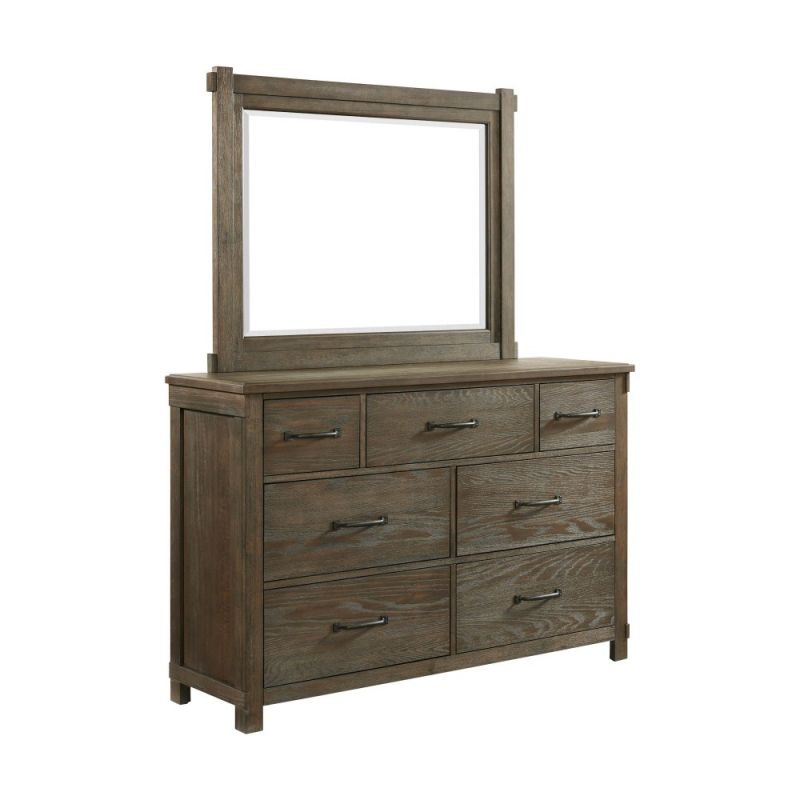 Picket House Furnishings Jack 7-Drawer Dresser with Mirror Set in Walnut - SC300DRMR
