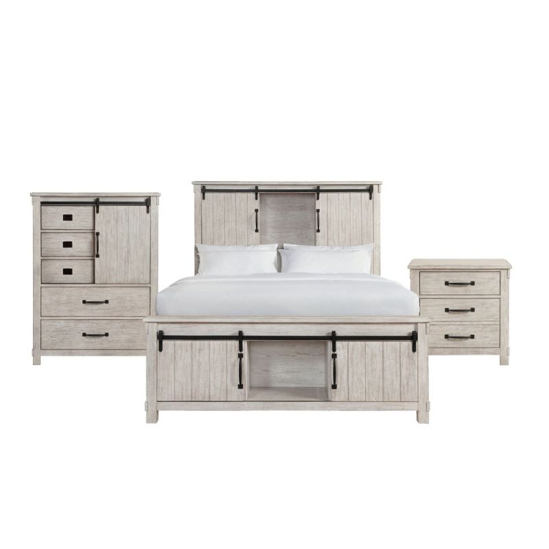 Picket House Furnishings - Jack King Platform Storage 3PC Bedroom Set in White - SC670KB3PC