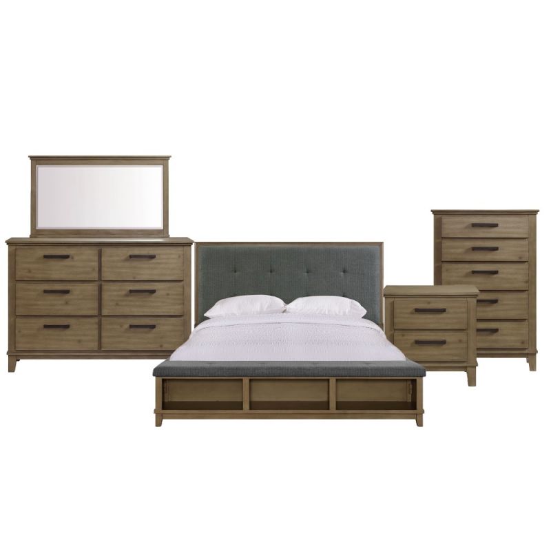 Picket House Furnishings - Jaxon Queen Storage 5PC Bedroom Set in Grey - JL300KB5PC