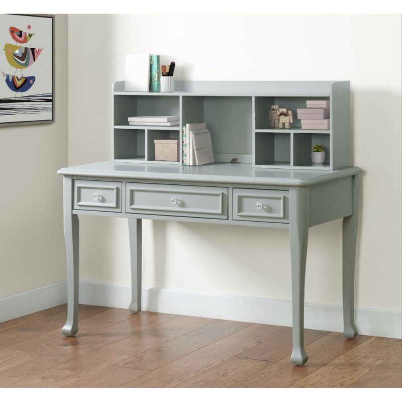 Picket House Furnishings - Jenna Desk with Hutch in Grey - JS300DKHT