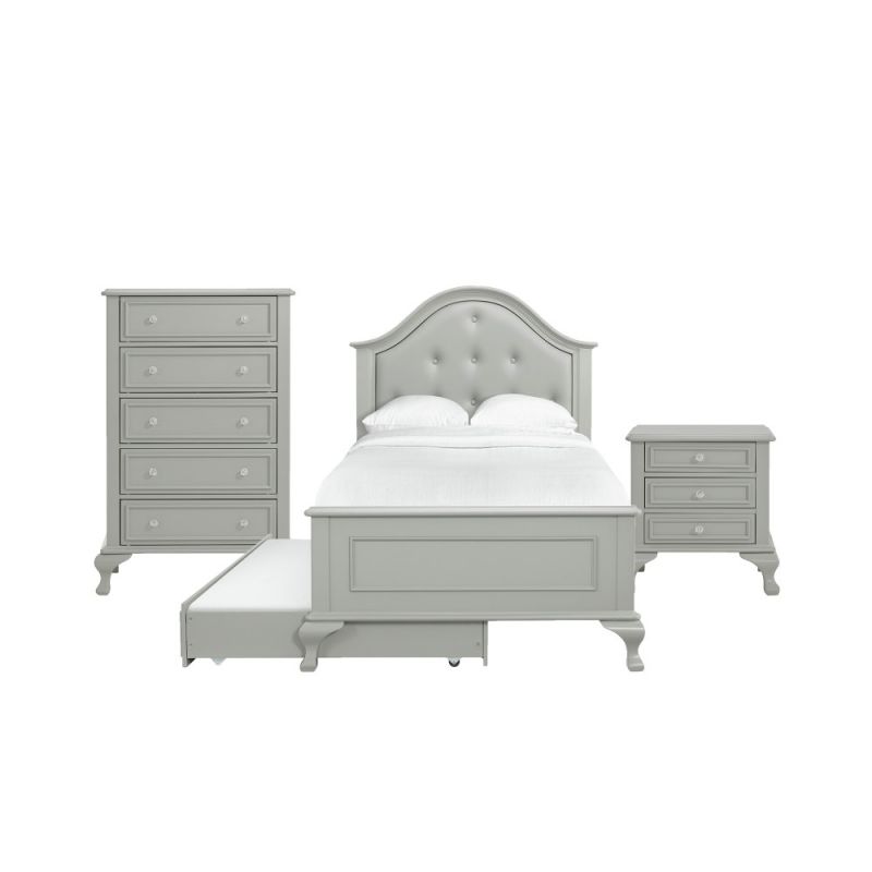 Picket House Furnishings - Jenna Twin Panel 3PC Bedroom Set in Grey - JS300TTB3PC