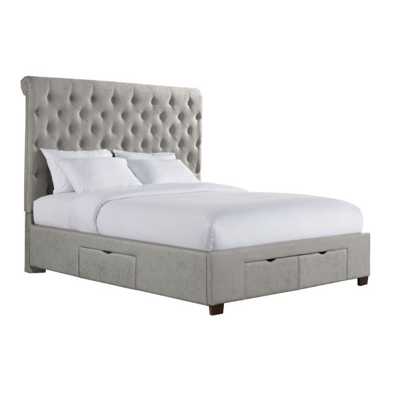 Picket House Furnishings - Jeremiah King Upholstered Storage Bed in Gray - UWF3151KSB