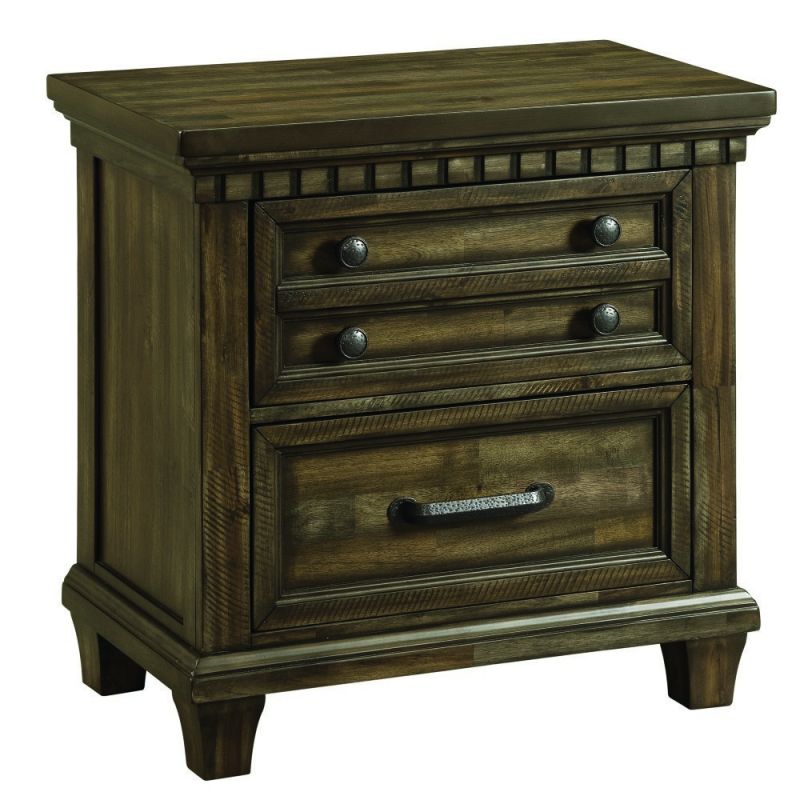 Picket House Furnishings - Johnny 2 Drawer Nightstand With Usb in Smokey Walnut - MB600NS