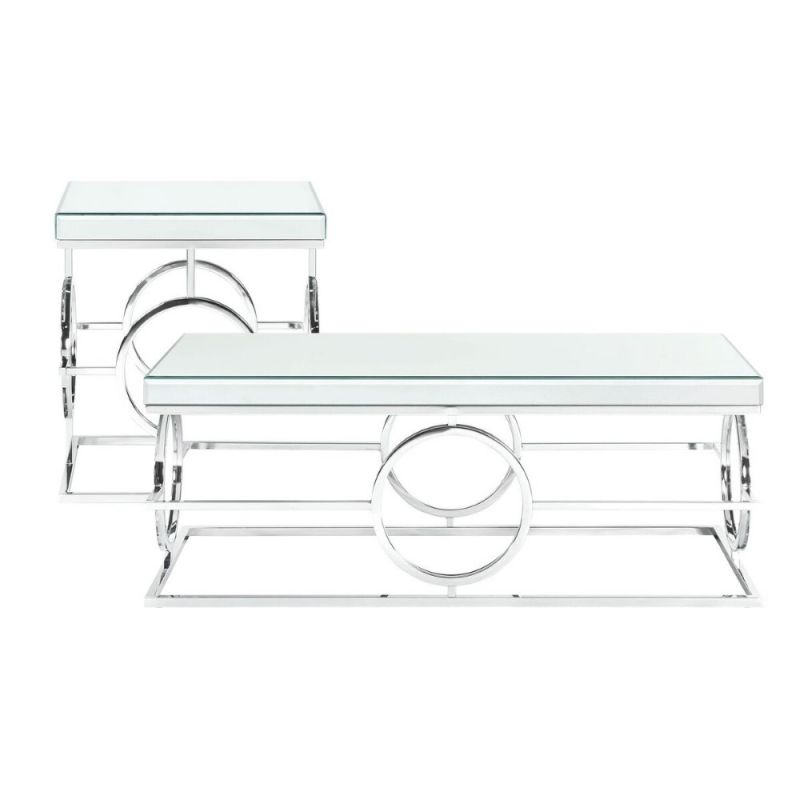 Picket House Furnishings Katie 2PC Occasional Table Set in Chrome - CTPL1002PC