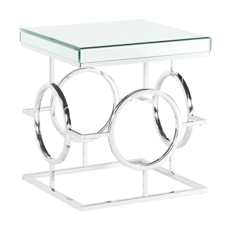 Picket House Furnishings Katie Square Mirrored End Table in Chrome - CTPL100ET