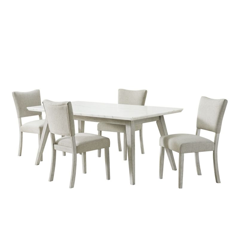 Picket House Furnishings - Kean  5PC Dining Set in White with Table and Four Chairs - D-1270-B5PC