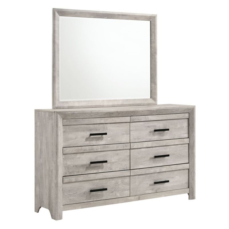Picket House Furnishings - Keely 6-Drawer Dresser & Mirror Set in White - EL700DRMR