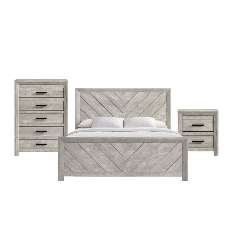 Picket House Furnishings - Keely King Panel 3PC Bedroom Set in White - EL700KB3PC