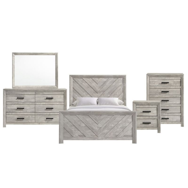 Picket House Furnishings - Keely Queen Panel 5PC Bedroom Set in White - EL700QB5PC