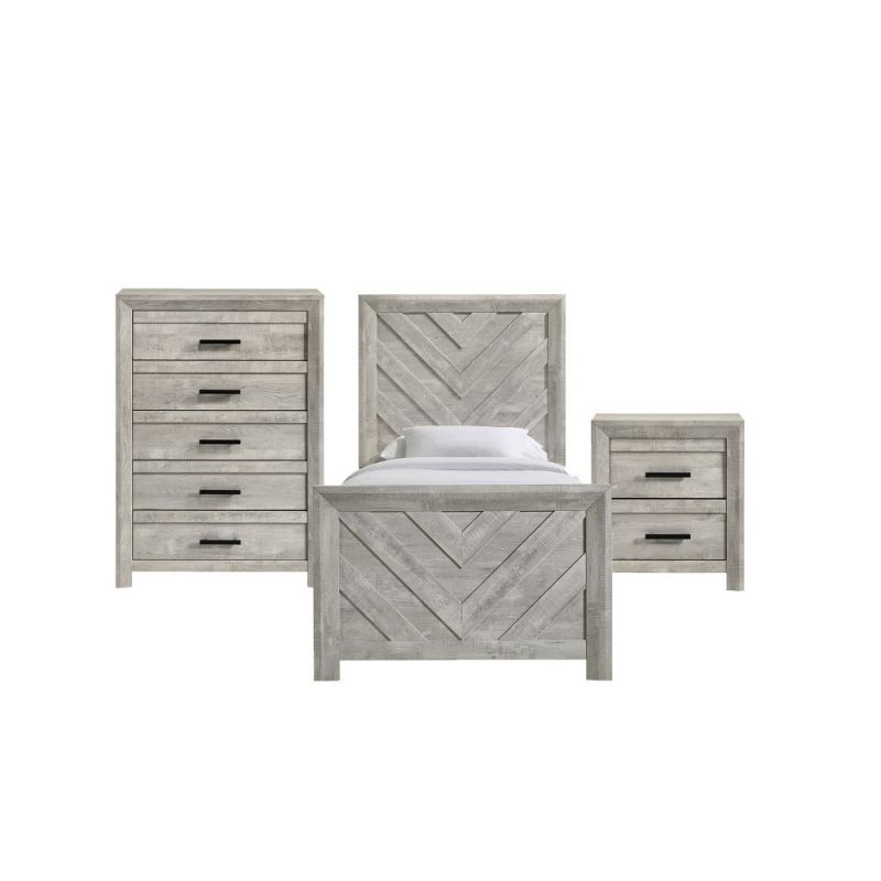 Picket House Furnishings - Keely Twin Panel 3PC Bedroom Set in White - EL700TB3PC