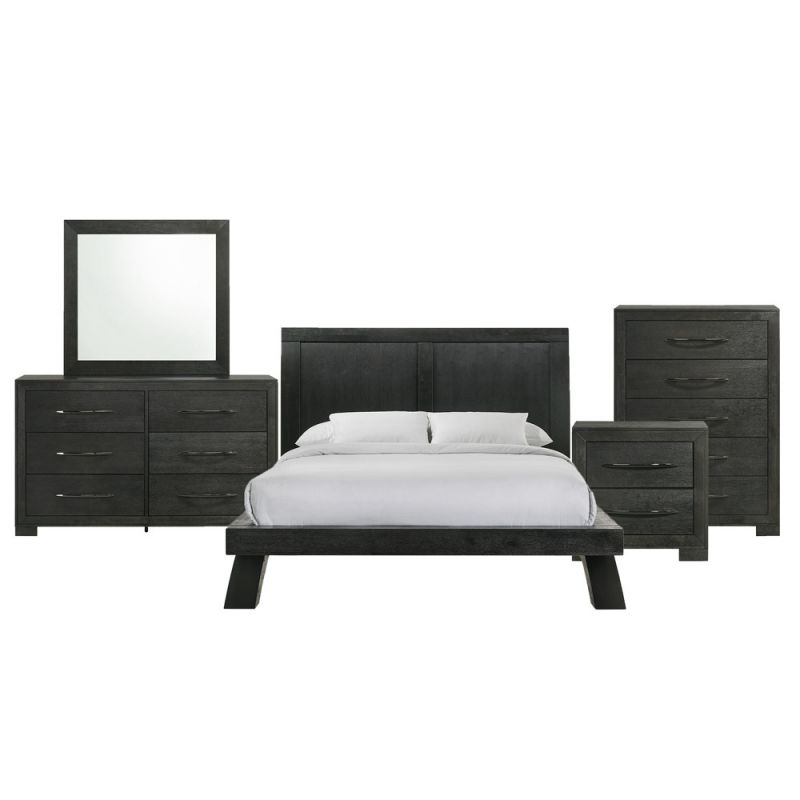 Picket House Furnishings - Kenn Queen Panel 5PC Bedroom Set in Black - B-3410-8-QB-5PC