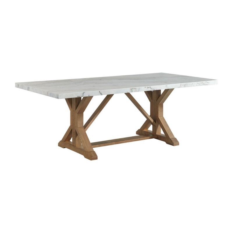 Picket House Furnishings - Liam Standard Height Rectangular Dining Table in White Marble - CDLW100DTTB