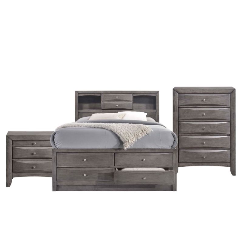 Picket House Furnishings - Madison Full Storage 3Pc Bedroom Set in Gray - EG170FB3PC