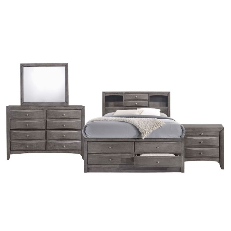 Picket House Furnishings - Madison Full Storage 4Pc Bedroom Set in Gray - EG170FB4PC