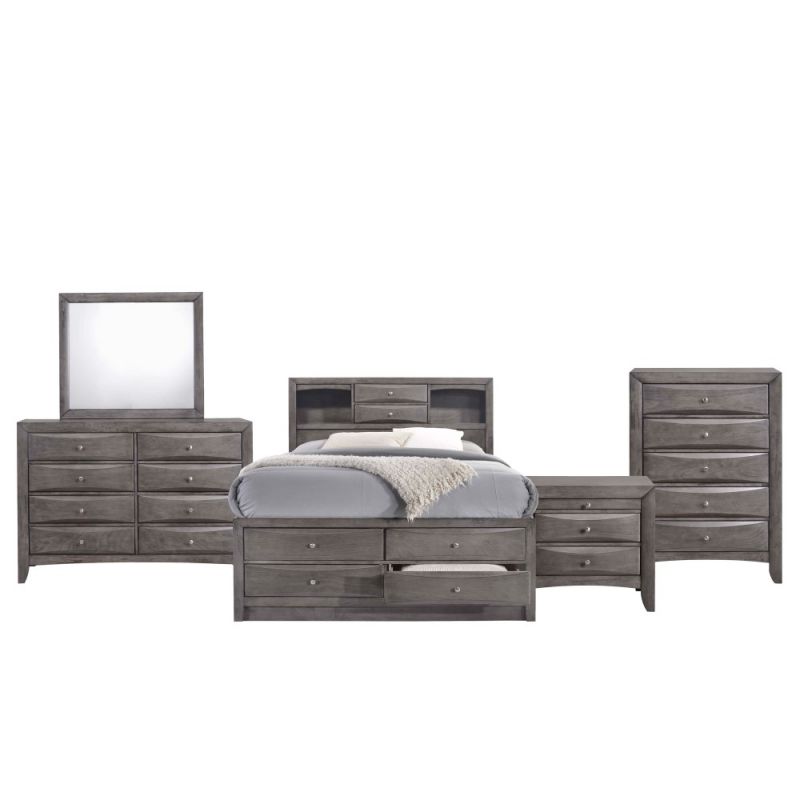 Picket House Furnishings - Madison Full Storage 5Pc Bedroom Set in Gray - EG170FB5PC
