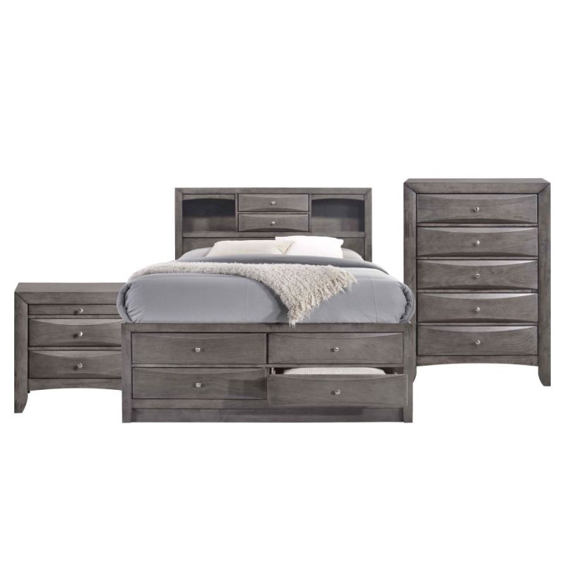 Picket House Furnishings - Madison King Storage 3Pc Bedroom Set in Gray - EG170KB3PC