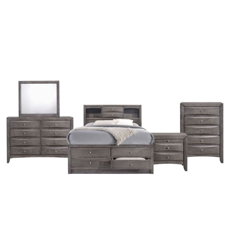 Picket House Furnishings - Madison King Storage 5Pc Bedroom Set in Gray - EG170KB5PC