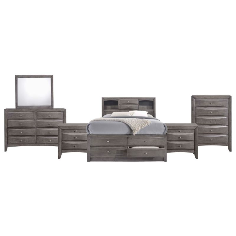 Picket House Furnishings - Madison King Storage 6Pc Bedroom Set in Gray - EG170KB6PC