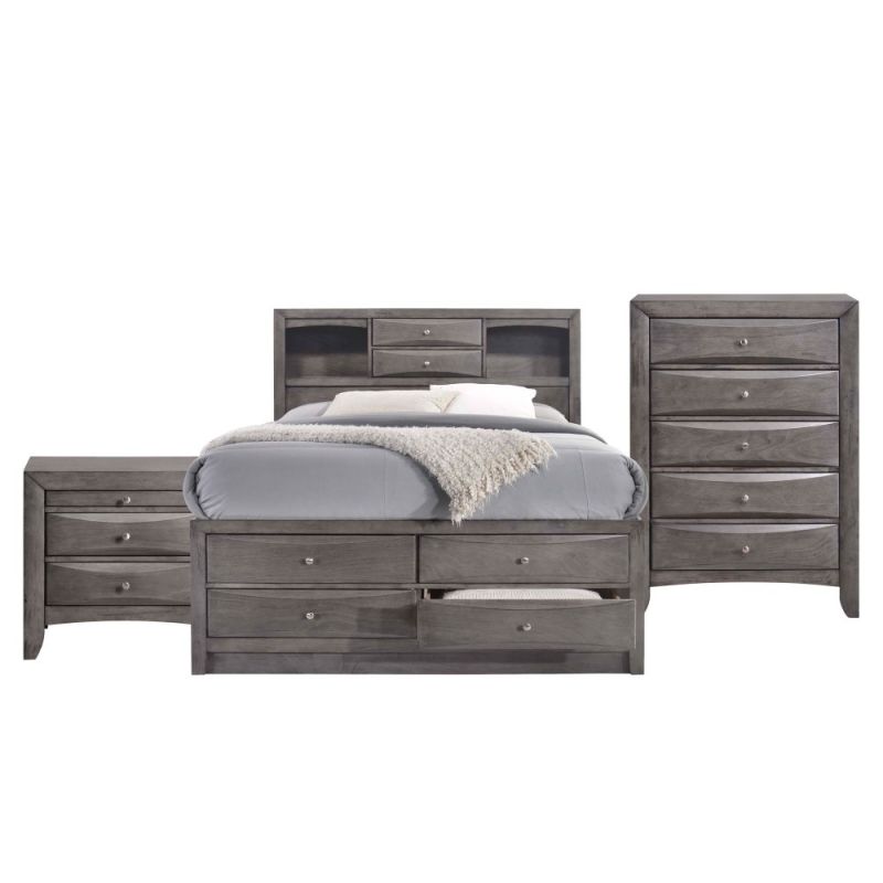 Picket House Furnishings - Madison Queen Storage 3Pc Bedroom Set in Gray - EG170QB3PC