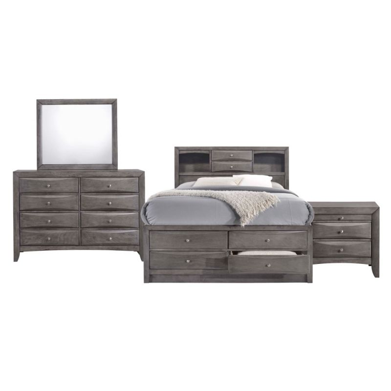 Picket House Furnishings - Madison Queen Storage 4Pc Bedroom Set in Gray - EG170QB4PC
