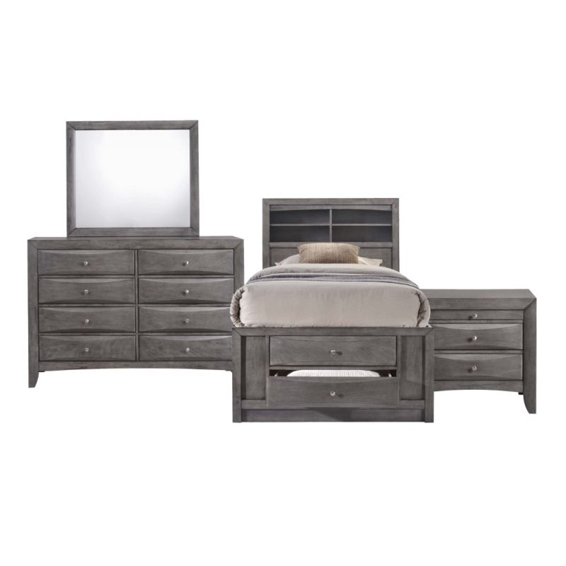 Picket House Furnishings - Madison Twin Storage 4Pc Bedroom Set in Gray - EG170TB4PC
