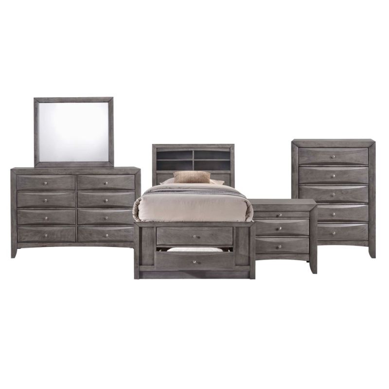 Picket House Furnishings - Madison Twin Storage 5Pc Bedroom Set in Gray - EG170TB5PC