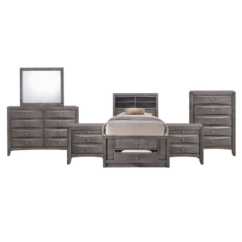 Picket House Furnishings - Madison Twin Storage 6Pc Bedroom Set in Gray - EG170TB6PC