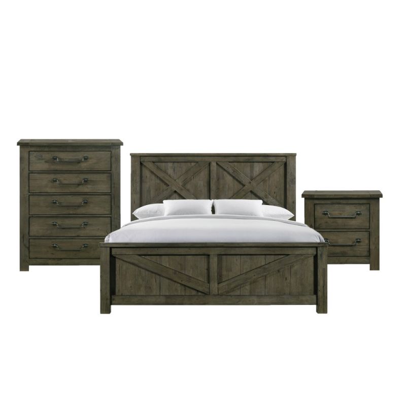 Picket House Furnishings - Memphis King Panel 3PC Bedroom Set in Grey - MV500KB3PC