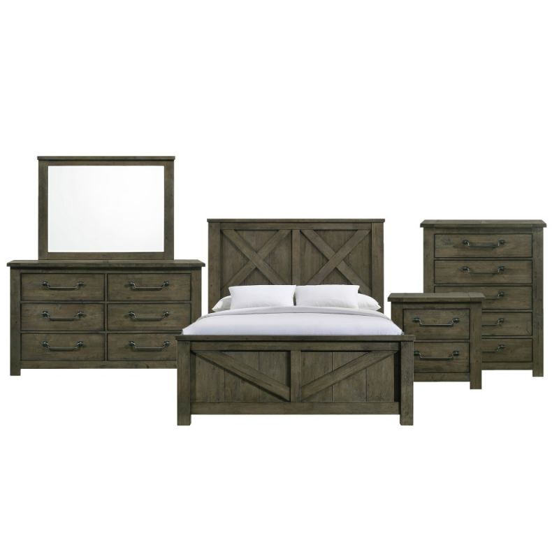 Picket House Furnishings - Memphis Queen Panel 5PC Bedroom Set in Grey - MV500QB5PC