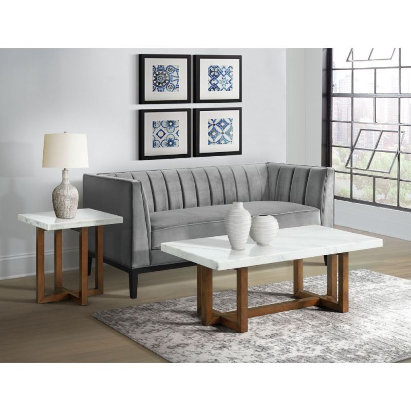 Picket House Furnishings - Meyers 2PC Occasional Marble Table Set in White - CTMS1002PC