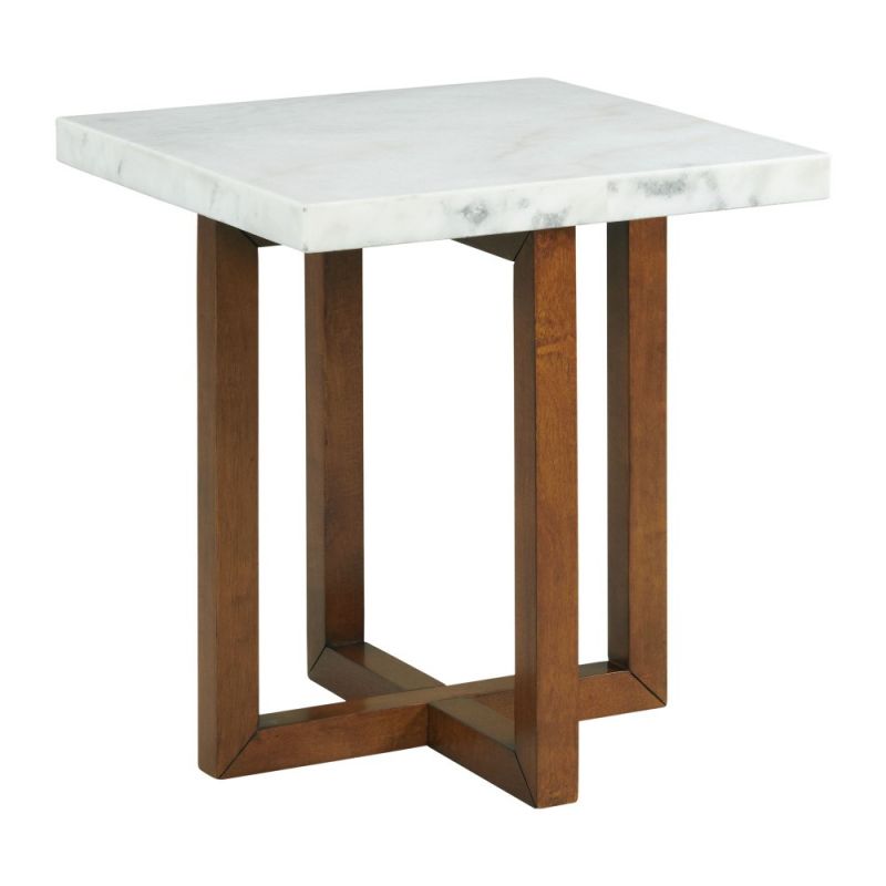 Picket House Furnishings - Meyers Marble Square End Table in White - CTMS100ETE