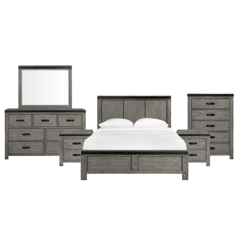 Picket House Furnishings - Montauk King Panel 6PC Bedroom Set - WE600KB6PC