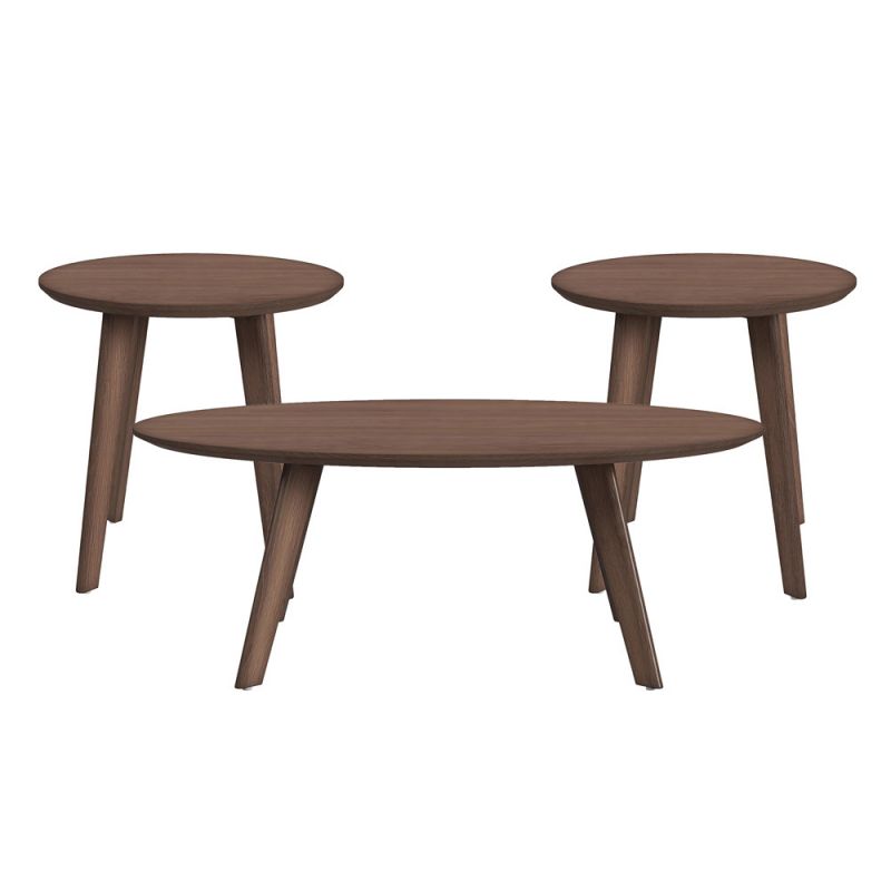 Picket House Furnishings - Nicco Three Pack Occasional Set with Coffee Table and 2 End Tables in Walnut - T-9160-5-OT