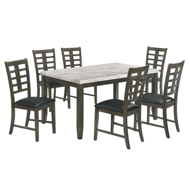 Picket House Furnishings - Nixon 7PC Standard Height Dining Set in White - DNS1007DS
