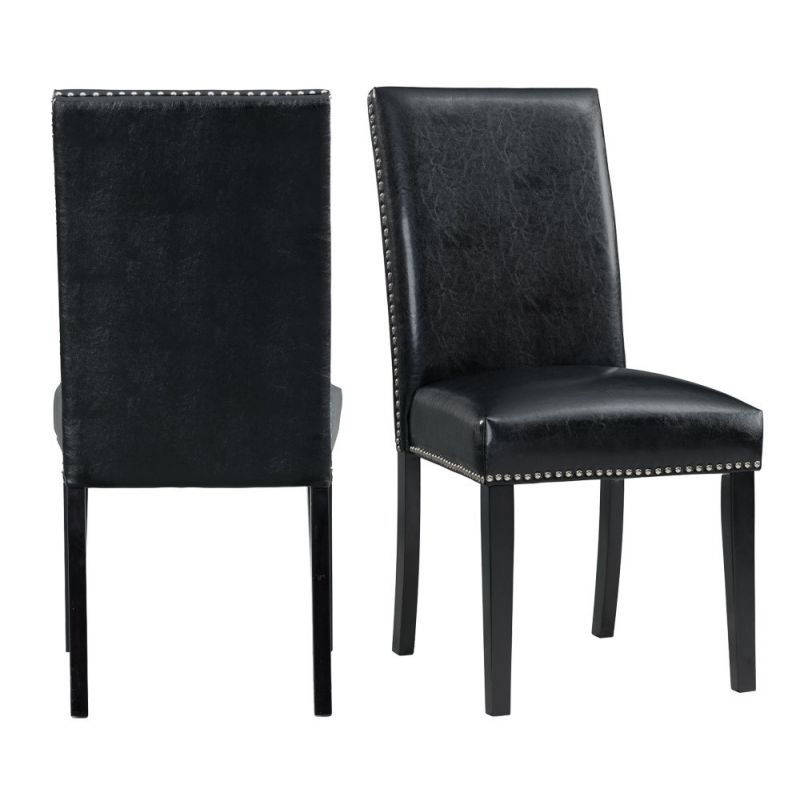 Picket House Furnishings - Pia Faux Leather Side Chair in Black (Set of 2) - DMI100SC