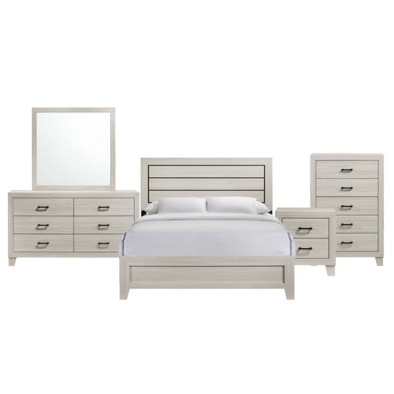 Picket House Furnishings - Poppy Queen 5PC Panel Bedroom Set in Gray - B.12010.QB5PC