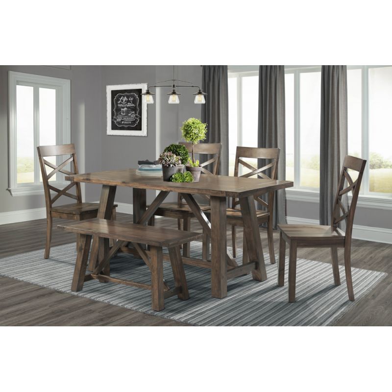 Picket House Furnishings - Regan 6PC Dining Set-Table, 4 Side Chairs & Bench - DRN1006DS