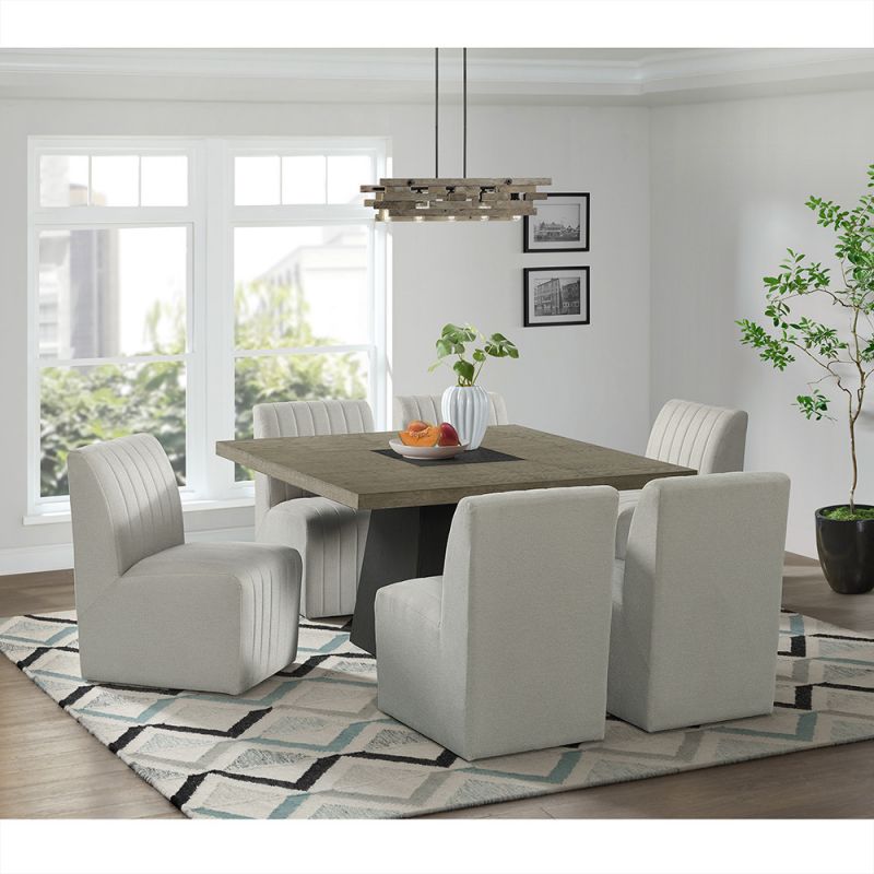 Picket House Furnishings - Rizzo 7PC Standard Height Dining Set in Grey-Square Table and Six Chairs - D-7570-5-7PC