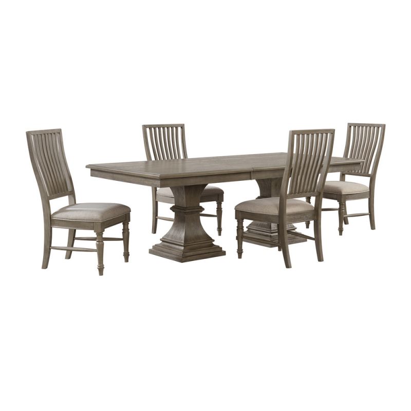 Picket House Furnishings - Royale 5PC Standard Height Dining Set in Grey-Rectangular Table and Four Chairs - D-10315-3-DT-5PC