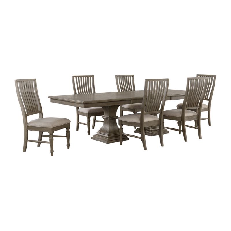 Picket House Furnishings - Royale 7PC Standard Height Dining Set in Grey-Rectangular Table and Six Chairs - D-10315-3-DT-7PC