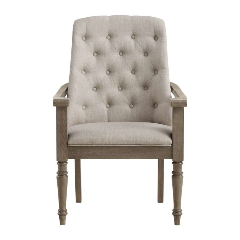 Picket House Furnishings - Royale Dining Arm Chair with Taupe Fabric in Grey - D-10315-3-AC