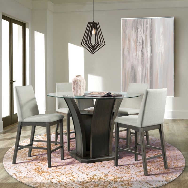 Picket House Furnishings - Simms 5PC Round Counter Height Dining Set-Table & Four Chairs - DPR5005PCDT