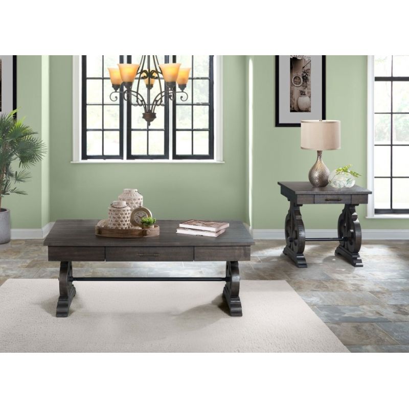 Picket House Furnishings - Stanford 2Pc Occasional Set Coffee And End Table in Smokey Walnut - TST1002PC