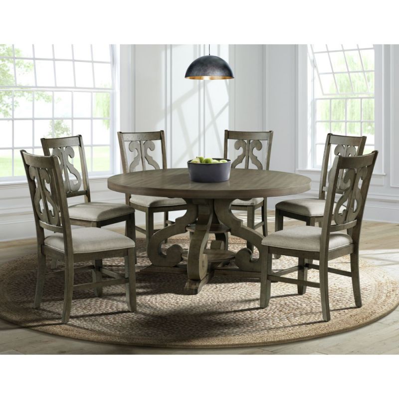 Picket House Furnishings - Stanford Round 7PC Dining Set-Table & Six Chairs - DST3807PC